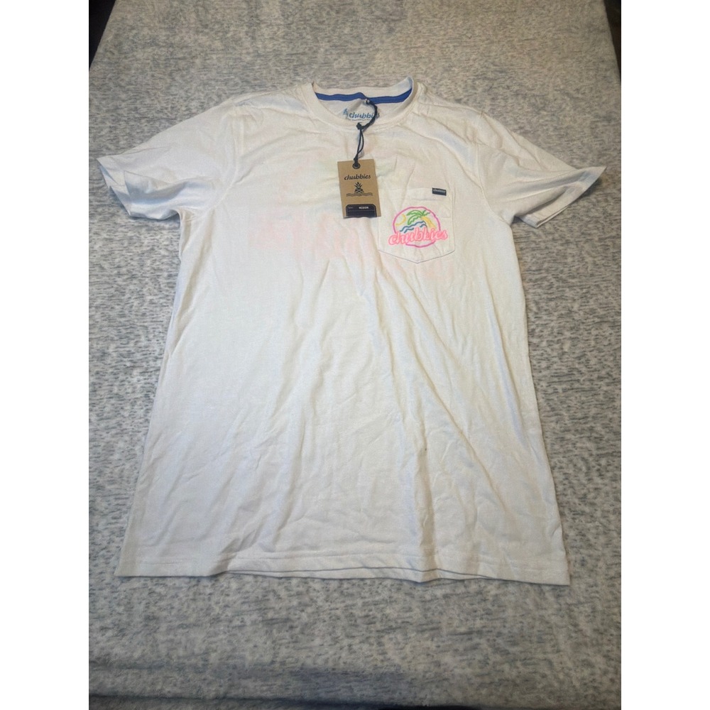 Chubbies‎ The Neon Dream T Shirt White Medium Men's Pocket Tee NWT